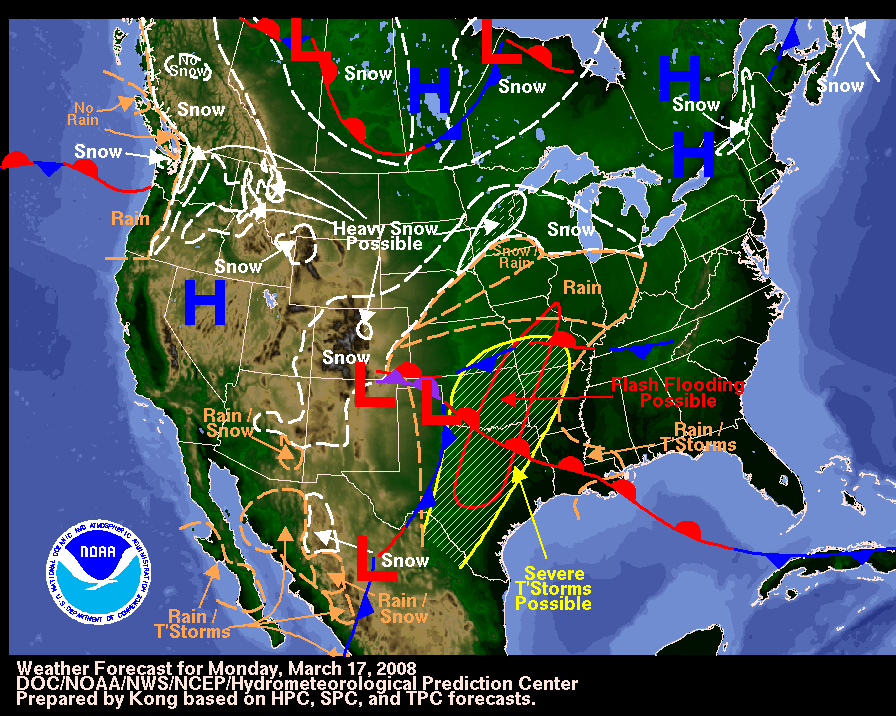 Forecast Map & Fronts - Click to enlarge